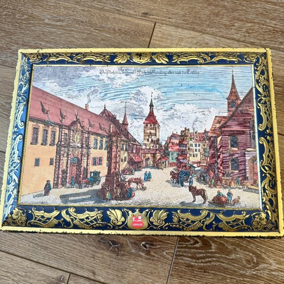 Large Vintage E. Otto Schmidt Cookie Tin Made in Germany - Picture 4 of 15